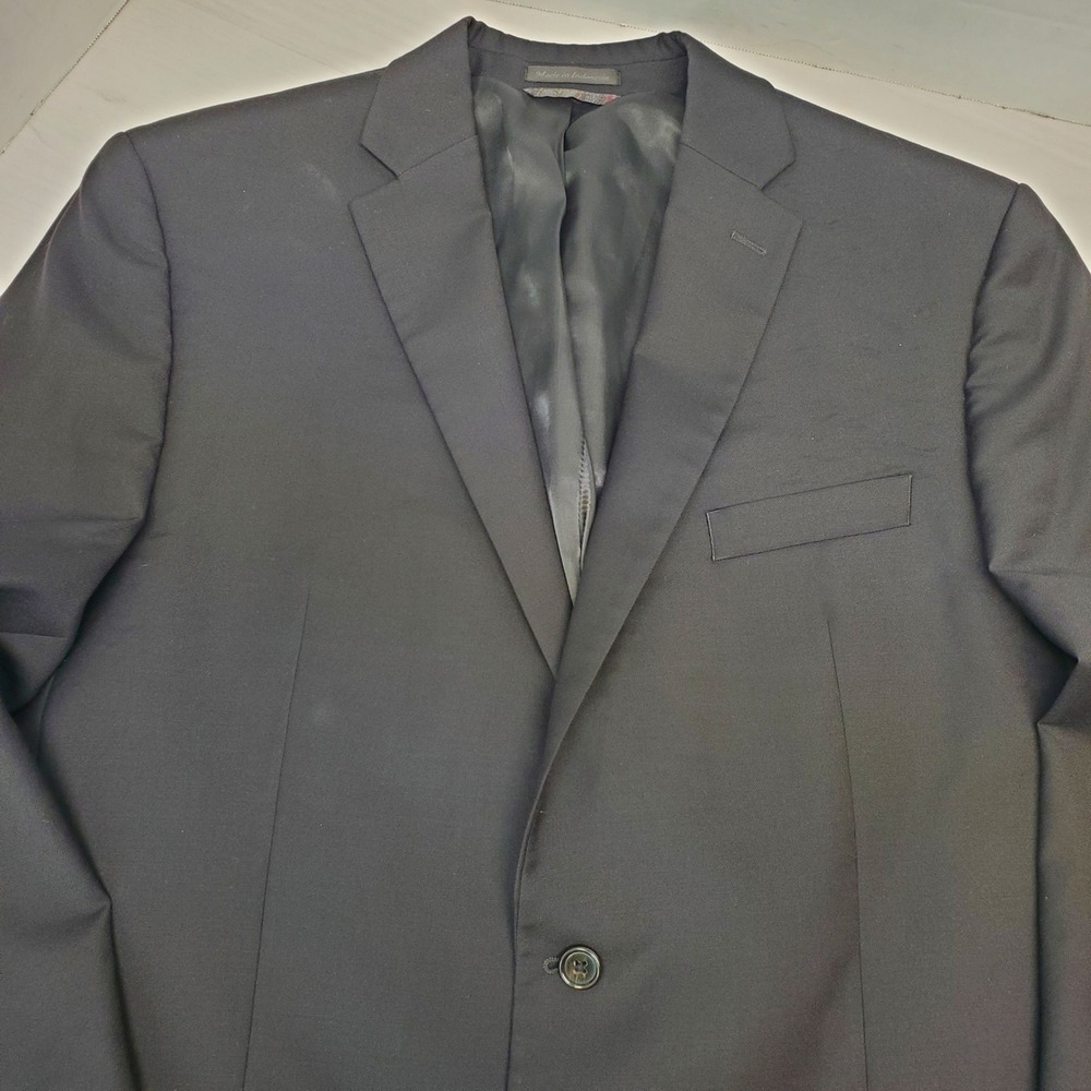 Lauren Ralph Lauren Mens 44L Navy Blue 100% Wool 2-Button Blazer Grandpa Core
